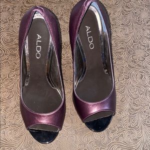 Aldo purple and dark silver pumps